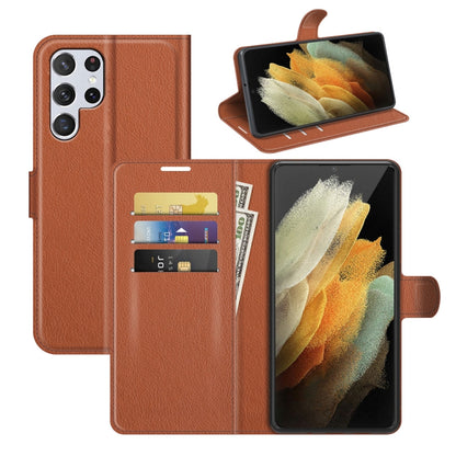 For Samsung Galaxy S22 Ultra 5G Litchi Texture Horizontal Flip Protective Case with Holder & Card Slots & Wallet