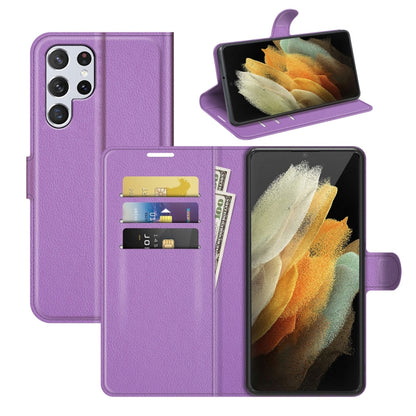 For Samsung Galaxy S22 Ultra 5G Litchi Texture Horizontal Flip Protective Case with Holder & Card Slots & Wallet