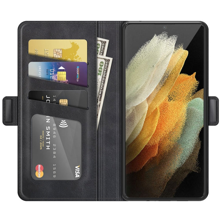 For Samsung Galaxy S22 Ultra 5G Dual-side Magnetic Buckle Horizontal Flip Leather Case with Holder & Card Slots & Wallet