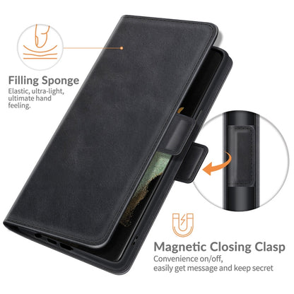 For Samsung Galaxy S22 Ultra 5G Dual-side Magnetic Buckle Horizontal Flip Leather Case with Holder & Card Slots & Wallet