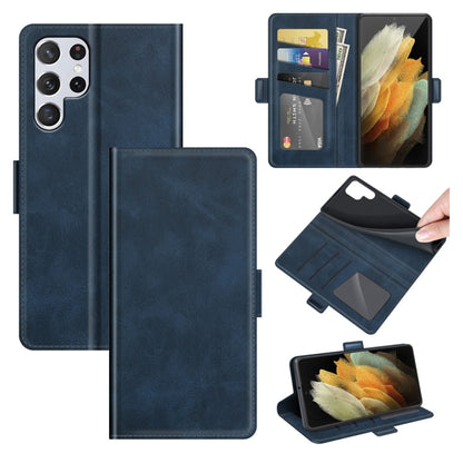 For Samsung Galaxy S22 Ultra 5G Dual-side Magnetic Buckle Horizontal Flip Leather Case with Holder & Card Slots & Wallet