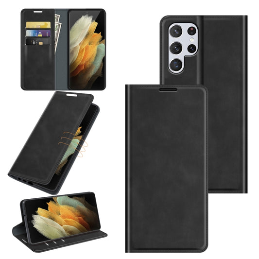 For Samsung Galaxy S22 Ultra 5G Retro-skin Business Magnetic Suction Leather Case with Holder & Card Slots & Wallet, For Samsung Galaxy S22 Ultra 5G