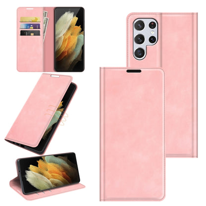 For Samsung Galaxy S22 Ultra 5G Retro-skin Business Magnetic Suction Leather Case with Holder & Card Slots & Wallet