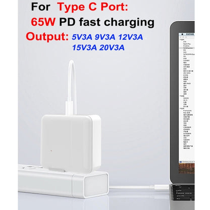 A6 65W QC 3.0 USB + PD Type-C Dual Fast Charging Laptop Adapter for MacBook Series,