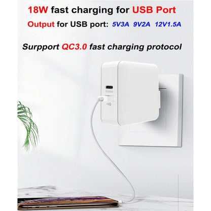 A6 65W QC 3.0 USB + PD Type-C Dual Fast Charging Laptop Adapter for MacBook Series,