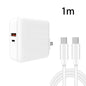 A6 65W QC 3.0 USB + PD USB-C / Type-C Dual Fast Charging Laptop Adapter + 1m USB-C / Type-C to USB-C / Type-C Data Cable Set for MacBook Series,