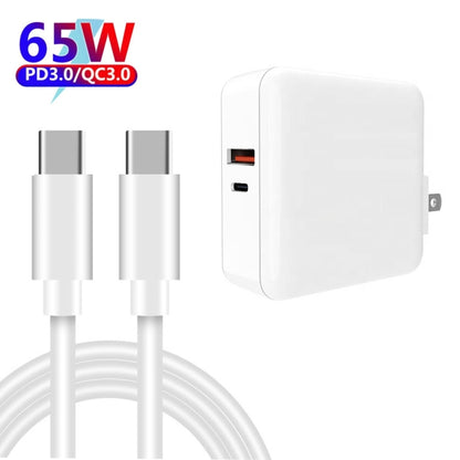 A6 65W QC 3.0 USB + PD USB-C / Type-C Dual Fast Charging Laptop Adapter + 1m USB-C / Type-C to USB-C / Type-C Data Cable Set for MacBook Series,