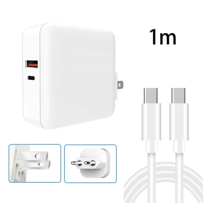 A6 65W QC 3.0 USB + PD USB-C / Type-C Dual Fast Charging Laptop Adapter + 1m USB-C / Type-C to USB-C / Type-C Data Cable Set for MacBook Series,