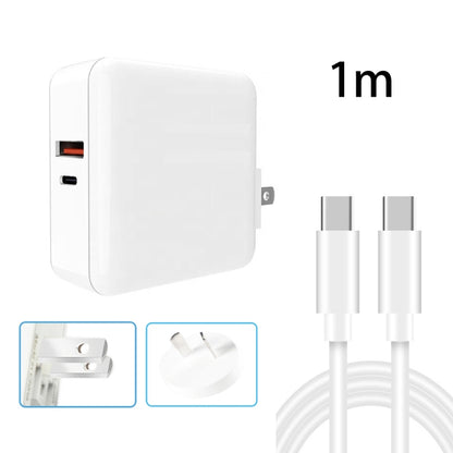 A6 65W QC 3.0 USB + PD USB-C / Type-C Dual Fast Charging Laptop Adapter + 1m USB-C / Type-C to USB-C / Type-C Data Cable Set for MacBook Series,