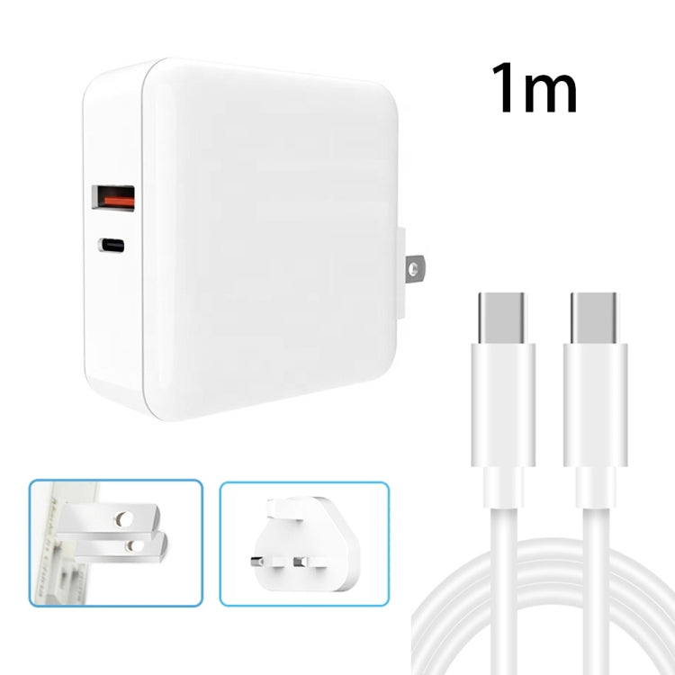 A6 65W QC 3.0 USB + PD USB-C / Type-C Dual Fast Charging Laptop Adapter + 1m USB-C / Type-C to USB-C / Type-C Data Cable Set for MacBook Series,