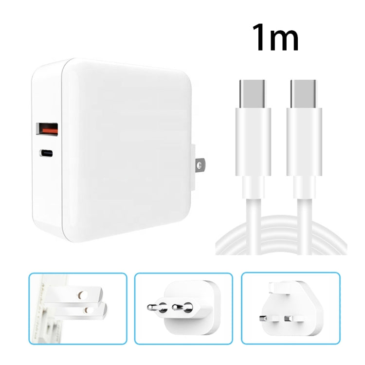 A6 65W QC 3.0 USB + PD USB-C / Type-C Dual Fast Charging Laptop Adapter + 1m USB-C / Type-C to USB-C / Type-C Data Cable Set for MacBook Series,