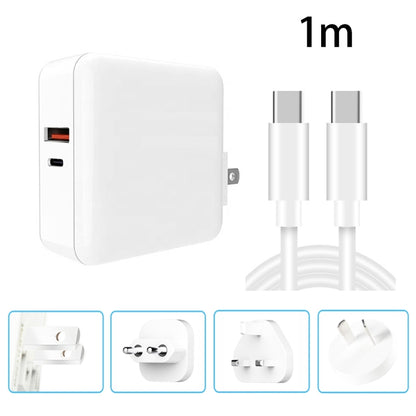 A6 65W QC 3.0 USB + PD USB-C / Type-C Dual Fast Charging Laptop Adapter + 1m USB-C / Type-C to USB-C / Type-C Data Cable Set for MacBook Series,