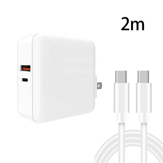 A6 65W QC 3.0 USB + PD USB-C / Type-C Dual Fast Charging Laptop Adapter + 2m USB-C / Type-C to USB-C / Type-C Data Cable Set for MacBook Series,