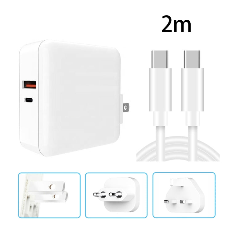 A6 65W QC 3.0 USB + PD USB-C / Type-C Dual Fast Charging Laptop Adapter + 2m USB-C / Type-C to USB-C / Type-C Data Cable Set for MacBook Series,