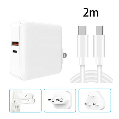 A6 65W QC 3.0 USB + PD USB-C / Type-C Dual Fast Charging Laptop Adapter + 2m USB-C / Type-C to USB-C / Type-C Data Cable Set for MacBook Series,