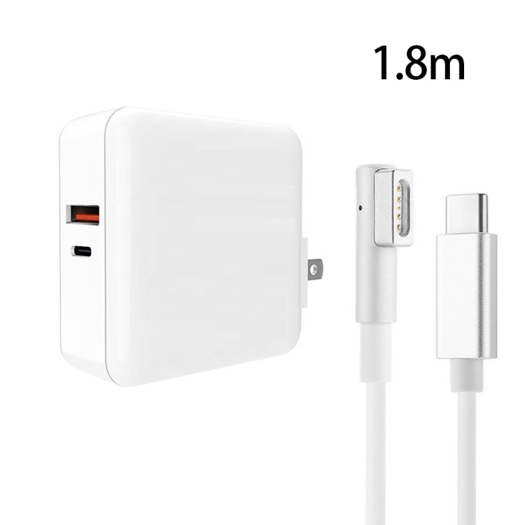 A6 PD 65W USB-C / Type-C + QC3.0 USB Laptop Adapter + 1.8m USB-C / Type-C to MagSafe 1 / L Data Cable Set for MacBook Series,