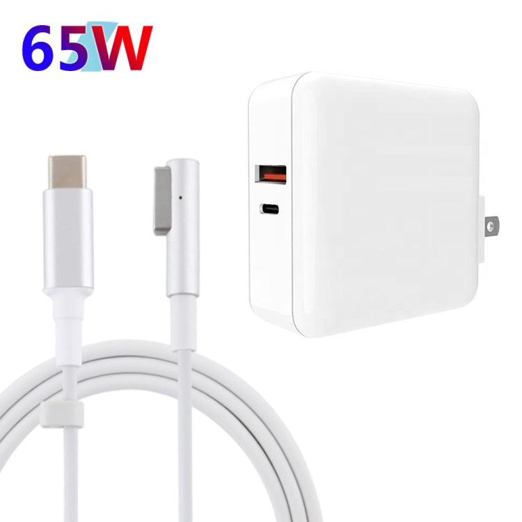 A6 PD 65W USB-C / Type-C + QC3.0 USB Laptop Adapter + 1.8m USB-C / Type-C to MagSafe 1 / L Data Cable Set for MacBook Series,