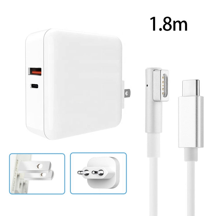 A6 PD 65W USB-C / Type-C + QC3.0 USB Laptop Adapter + 1.8m USB-C / Type-C to MagSafe 1 / L Data Cable Set for MacBook Series,