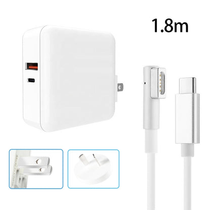 A6 PD 65W USB-C / Type-C + QC3.0 USB Laptop Adapter + 1.8m USB-C / Type-C to MagSafe 1 / L Data Cable Set for MacBook Series,