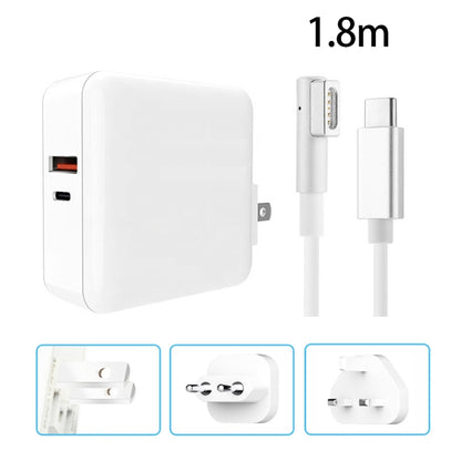 A6 PD 65W USB-C / Type-C + QC3.0 USB Laptop Adapter + 1.8m USB-C / Type-C to MagSafe 1 / L Data Cable Set for MacBook Series,