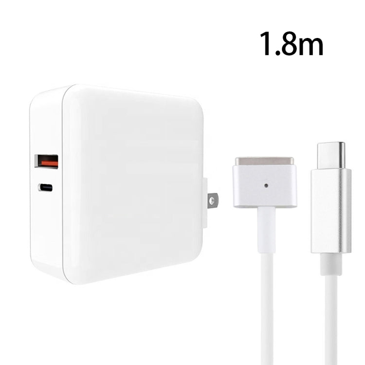 A6 PD 65W USB-C / Type-C + QC3.0 USB Laptop Adapter + 1.8m USB-C / Type-C to MagSafe 2 / T Data Cable Set for MacBook Series,