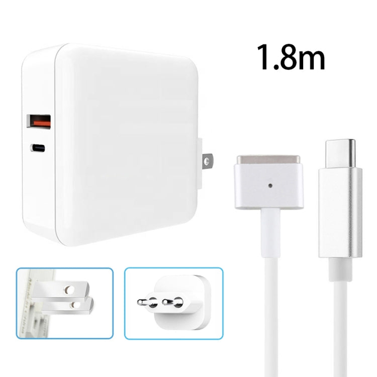 A6 PD 65W USB-C / Type-C + QC3.0 USB Laptop Adapter + 1.8m USB-C / Type-C to MagSafe 2 / T Data Cable Set for MacBook Series,