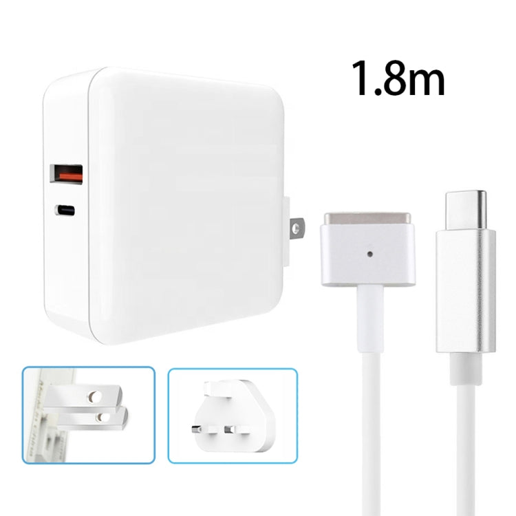 A6 PD 65W USB-C / Type-C + QC3.0 USB Laptop Adapter + 1.8m USB-C / Type-C to MagSafe 2 / T Data Cable Set for MacBook Series,