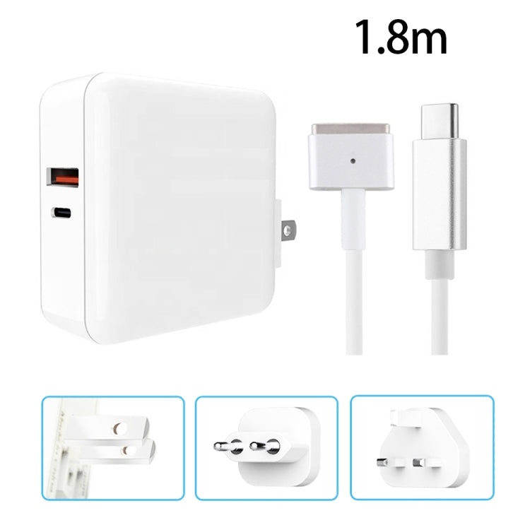 A6 PD 65W USB-C / Type-C + QC3.0 USB Laptop Adapter + 1.8m USB-C / Type-C to MagSafe 2 / T Data Cable Set for MacBook Series,