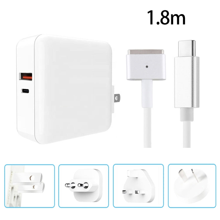 A6 PD 65W USB-C / Type-C + QC3.0 USB Laptop Adapter + 1.8m USB-C / Type-C to MagSafe 2 / T Data Cable Set for MacBook Series,