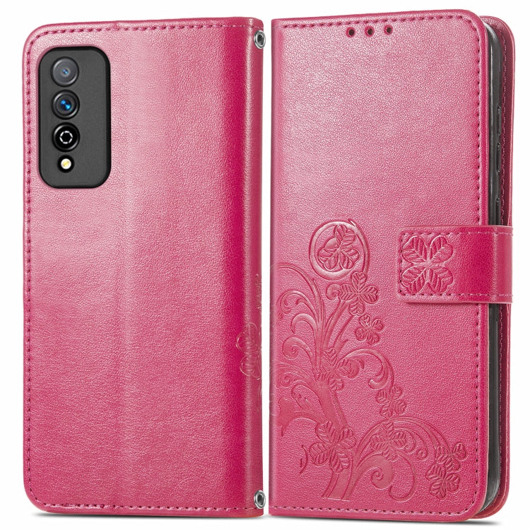 Four-leaf Clasp Embossed Buckle Mobile Phone Protection Leather Case with Lanyard & Card Slot & Wallet & Bracket Function