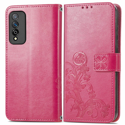 Four-leaf Clasp Embossed Buckle Mobile Phone Protection Leather Case with Lanyard & Card Slot & Wallet & Bracket Function