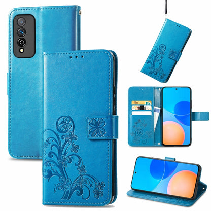 Four-leaf Clasp Embossed Buckle Mobile Phone Protection Leather Case with Lanyard & Card Slot & Wallet & Bracket Function