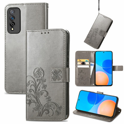 Four-leaf Clasp Embossed Buckle Mobile Phone Protection Leather Case with Lanyard & Card Slot & Wallet & Bracket Function