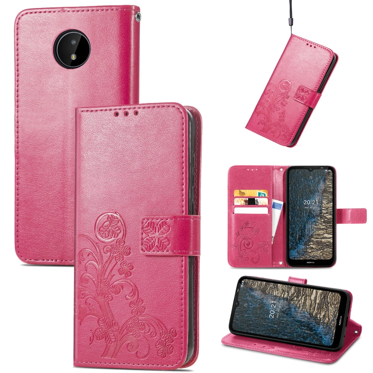 Four-leaf Clasp Embossed Buckle Mobile Phone Protection Leather Case with Lanyard & Card Slot & Wallet & Bracket Function