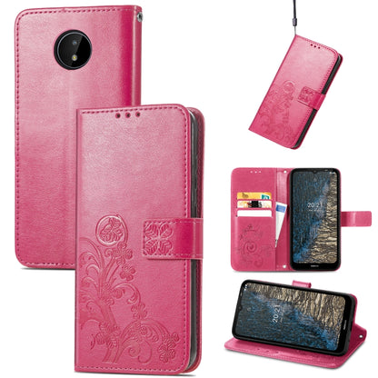 Four-leaf Clasp Embossed Buckle Mobile Phone Protection Leather Case with Lanyard & Card Slot & Wallet & Bracket Function