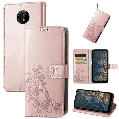 Four-leaf Clasp Embossed Buckle Mobile Phone Protection Leather Case with Lanyard & Card Slot & Wallet & Bracket Function