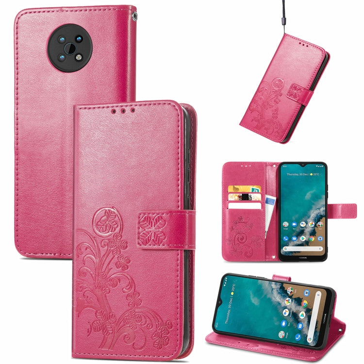 Four-leaf Clasp Embossed Buckle Mobile Phone Protection Leather Case with Lanyard & Card Slot & Wallet & Bracket Function