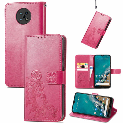 Four-leaf Clasp Embossed Buckle Mobile Phone Protection Leather Case with Lanyard & Card Slot & Wallet & Bracket Function