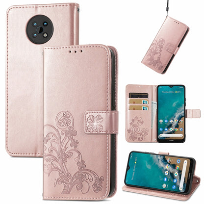 Four-leaf Clasp Embossed Buckle Mobile Phone Protection Leather Case with Lanyard & Card Slot & Wallet & Bracket Function