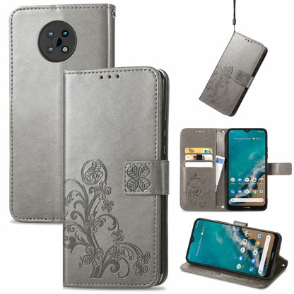 Four-leaf Clasp Embossed Buckle Mobile Phone Protection Leather Case with Lanyard & Card Slot & Wallet & Bracket Function