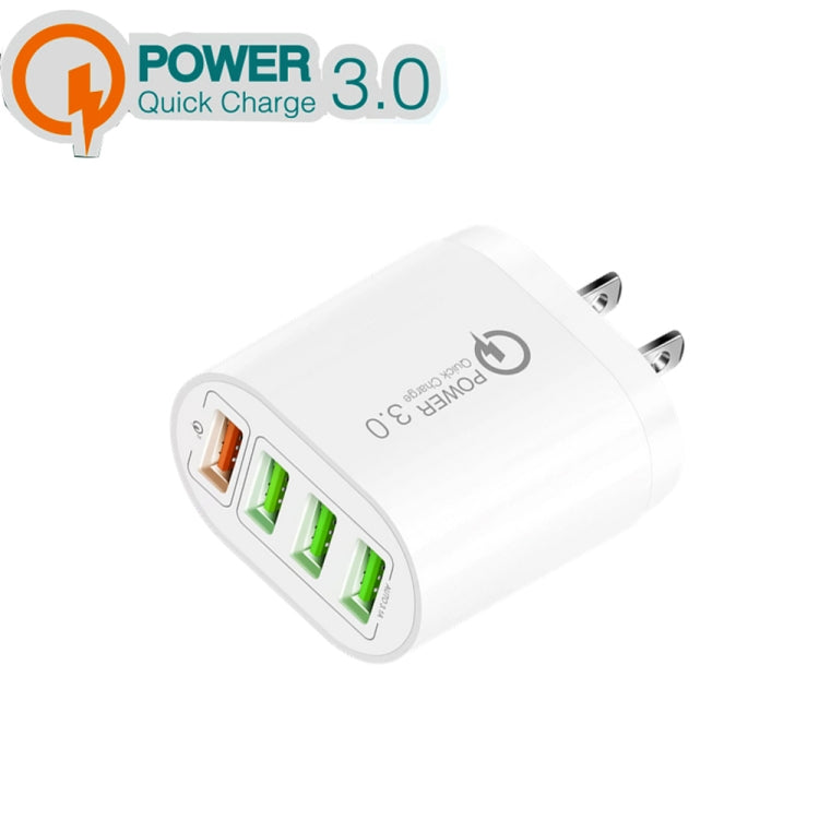 QC-04 QC3.0 + 3 x USB 2.0 Multi-ports Charger for Mobile Phone Tablet, US Plug, US Plug