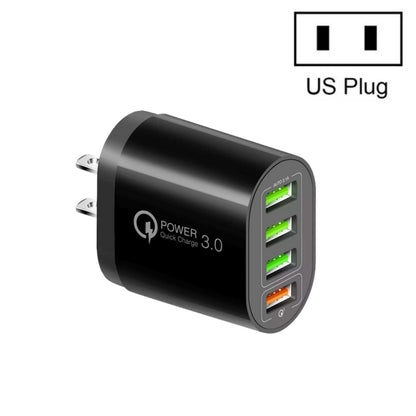 QC-04 QC3.0 + 3 x USB 2.0 Multi-ports Charger for Mobile Phone Tablet, US Plug, US Plug