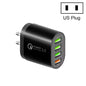 QC-04 QC3.0 + 3 x USB 2.0 Multi-ports Charger for Mobile Phone Tablet, US Plug, US Plug