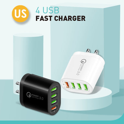 QC-04 QC3.0 + 3 x USB 2.0 Multi-ports Charger for Mobile Phone Tablet, US Plug, US Plug