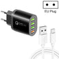 QC-04 QC3.0 + 3 x USB2.0 Multi-ports Charger with 3A USB to Type-C Data Cable, EU Plug, EU Plug + Type-C Cable