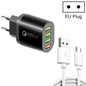 QC-04 QC3.0 + 3 x USB2.0 Multi-ports Charger with 3A USB to Micro USB Data Cable, EU Plug, EU Plug + Micro USB Cable