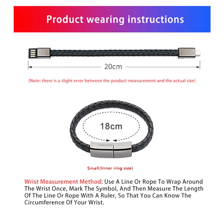 XJ-71 20cm USB to Micro USB Bracelet Charging Data Cable, Micro USB, 20cm Micro USB