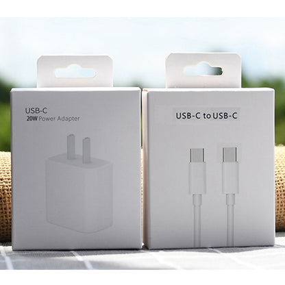 AU-20W PD USB-C / Type-C Travel Charger with Type-C to Type-C Data Cable, AU Plug, AU Plug + 1m PD Cable, AU Plug + 2m PD Cable