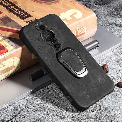 For Sony Xperia Pro-I Ring Holder PU Phone Case, For Sony Xperia Pro-I
