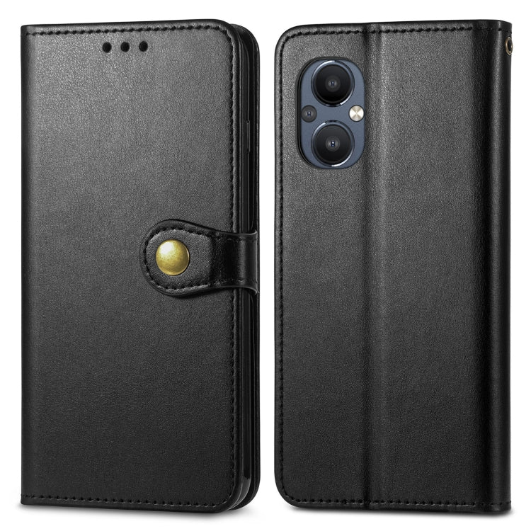 Solid Color Leather Buckle Phone Case, For OnePlus Nord N20 5G